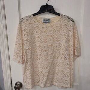 Basil Cream Floral Lace Blouse